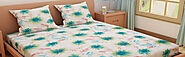 Dream Care Floral Print 100% Pure Cotton Bedsheet with 2 Pillow Covers, Double Bed (Green)