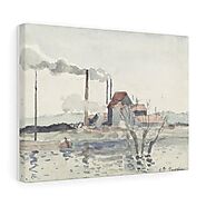 Factory on the Oise at Pontoise (1873) by Camille Pissarro - Stretched Canvas