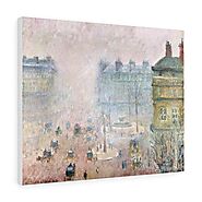 Place du Theatre Francais- Fog Effect (1897) by Camille Pissarro - Stretched Canvas