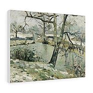 The Montfoucault Pond, winter effect (1874) by Camille Pissarro - Stretched Canvas