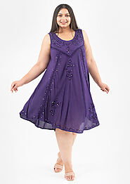 Sequin Embroidered Umbrella Dress | Knee-Length Dresses for Women