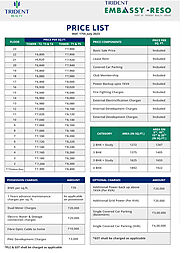 Trident Embassy Price List - Payment Plan - Ready to Move Flats