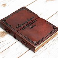 Leather diary with embossed cover and handmade paper by Soothi – Soothi