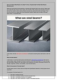 Here Is All About Steel Beams You Need To Know- Explained By The Best Steel Beams Manufacturers. by sabasteelng - Issuu