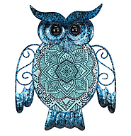 25cm METAL/Glass Mandala OWL - Garden Decor WALL Art Hanging - Lillibee Homewares