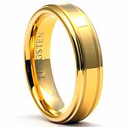 ZOMER Gold-Plated Tungsten Ring with Raised Matte Center Stripe