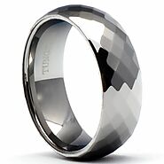 LAGAT Multi-Faceted Tungsten Wedding Band Polished Shiny Ring