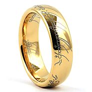 MAG Gold Tungsten Lord Of The Rings Elvish LOTR Wedding Band