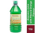 Patanjali Aloevera Juice with fibre & orange flavour 1 ltr - Buy Aloe Vera Juice Online