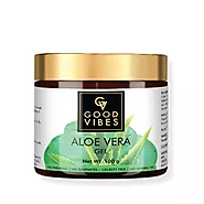 Good Vibes Aloe Vera Gel - 100 g - Hydrates Hair and Skin- Prevents Dark Spots, Acne and Dandruff - Ideal for Oily Sk...
