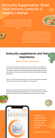 Immunity Supplements- Boost Your Immune Levels for a Healthy Lifestyle