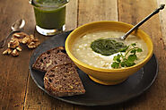 Yoghurt Barley Soup with Cilantro-Walnut Pesto - California Walnuts India