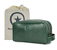 Tampa Leather Toiletry Bag Fossil Green