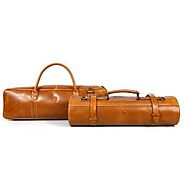 Tuscania Leather Knife Roll & Bag Combo Ochre Brown