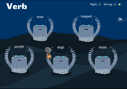Sheppard Software's Verbs in Space grammar game: Learn about the parts of speech in this fun flash game