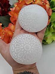 Buy Online Jumbo Selenite Carved Palmstones