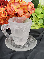 Buy Clear Quartz Cup & Saucer Crystals Set Online | US