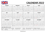 Printable 2022 Calendar with Bank Holidays UK (United Kingdom)