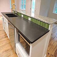 Black Pearl Leather Granite | Black Kitchen Worktops