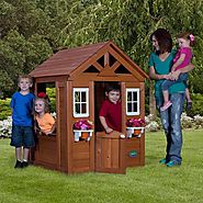 Wooden Playhouse Timberlake Cedar cute half-door w/ Play accessories - Best-Rated Children's Wooden Outdoor Playhouse...