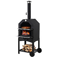 3in1 Charcoal BBQ Grill Steel Pizza Oven Smoker Outdoor Portable Barbecue Camp - Fabdeal