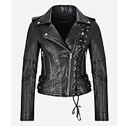 Ladies Biker Jacket Side Laced Stylish Real Leather Gothic Slim Fit Jacket 9755