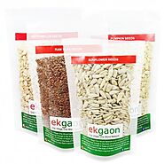 Healthy Seeds Combo ( Roasted Flax seeds 100g, Sunflower Seeds 100g,Pumpkin Seeds 100gm, Watermelon Seeds 100gm) - Bu...