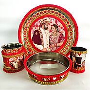 Photo Printed Decorated Karwa Chauth Set | Karwa Chauth Thali Set With Photo