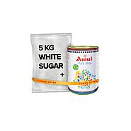 Sugar & Ghee Combo: 5 KG White Sugar + 1 LTR Amul Pure Ghee