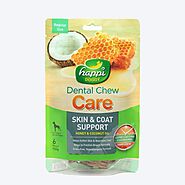 Happi Doggy Dental Chew Care (Skin and Coat) Honey & Coconut Oil - Regular - 4 inch - 150 g - 6 Pieces