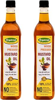 Compare Orgatrad Wood Pressed Mustard Oil (Kacchi Ghani/ Kolhu/ Chekku) Mustard Oil Plastic Bottle  (2 x 1000 ml) Pri...