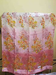 Peach Colour Floral Digital Print Fancy Linen Sarees from Ayanna Sarees