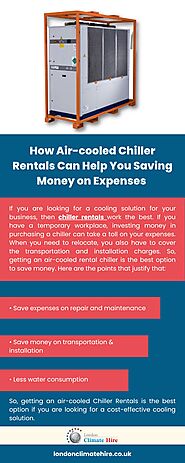 How Air-Cooled Chiller Rentals Can Help you Saving Money on Expenses