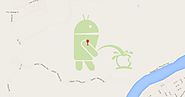 There's an Android bot peeing on an Apple logo on Google Maps