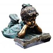 16" Tall Girl Laying Down Reading Book Statue
