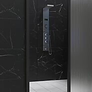 Shower Panel System in 55 inch 4-Jet in Stainless Steel- LED Rainfall Shower Head-LED Temperature Display