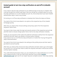 Instant guide to turn two-step verification on and off in LinkedIn account