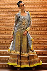 Adorable Gray & Yellow Salwar Kameez