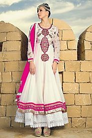 Gleaming Cream & Off White Salwar Kameez