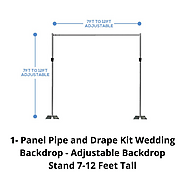 1- Panel Pipe and Drape Kit - Adjustable 7-12 Feet Tall Backdrop Curtains Stand