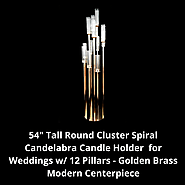54" Tall Round Cluster Spiral Candelabra Candle Holder Centerpiece w/ 12 Pillars
