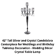 42" Tall Silver and Crystal Candelabra Centerpiece for Tabletop Decoration | Etsy