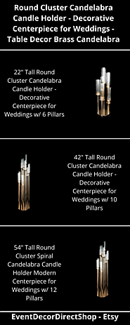 Decorative Round Cluster Candelabra Candle Holder - Table Decor Golden Brass Candelabra