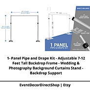 1- Panel Pipe and Drape Kit - Adjustable 7-12 Feet Tall Backdrop Frame - Backdrop Curtains Support