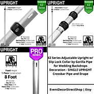 EZ Series Adjustable Upright w/ Slip Lock Collar by Gorilla Pipe - SINGLE UPRIGHT Crossbar Pipe and Drape