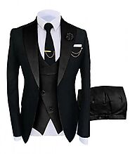 Mens Suiting Fabric Black Single Breasted Prom Suit - Vanquishe