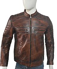 Brown Distressed Cafe Racer Mens Biker Vintage Motorcycle Leather Jacket