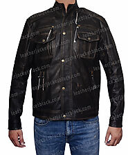 Men Cafe Racer Quilted Brown Biker Jacket | Leather Jacket Black