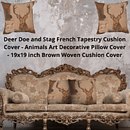 Deer Doe and Stag 19x19 inch French Tapestry Animals Art Cushion Cover