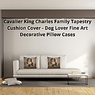 Cavalier King Charles Family Tapestry Cushion Cover - 19x19 inch Dogs Lover Pillow Cover